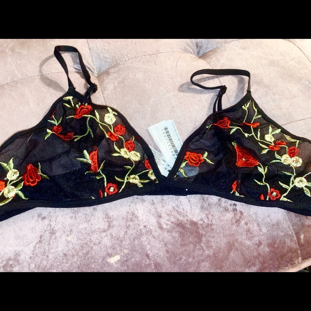 Black Floral Mesh Bralette